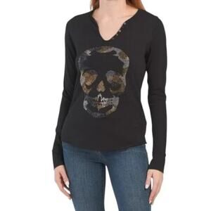 NWT Zadig & Voltaire Tunisien Camo Skull Long Sleeve Top
